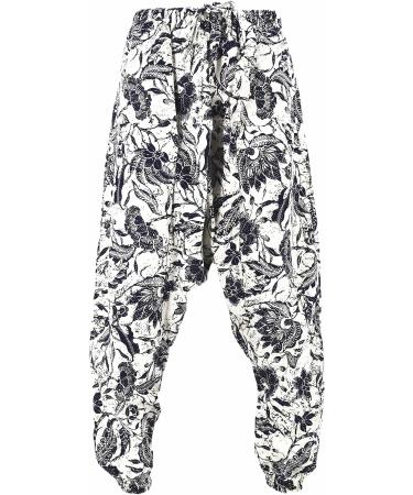 Perdontoo Men's Drawstring Cotton Harem Pants - Unisex Trousers 34 - Boho Aladin Yoga Style - Buy Online on GoSupps.com