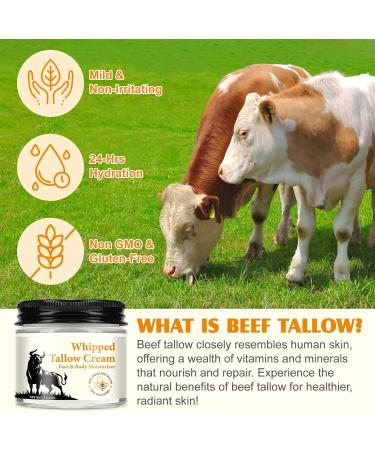Beef Tallow & Beef Honey Skin Care - Organic Deep Nourishing Herb Fed Tallow Balm - Beef Tallow Cream for Face & Body - Moisturizing Skin Care Cream for - Buy Online on GoSupps.com