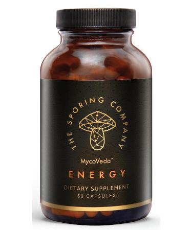 Energy - Mushroom Supplement - Cordyceps Ashwangandha Guarana - 3X More Mushroom - Energy Boost and Stamina (60 Capsules)