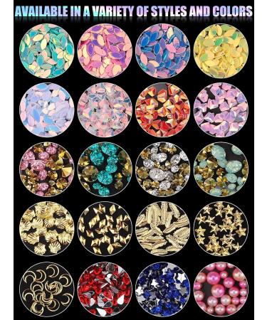 EBANKU Nail Art Rhinestones Set with Pick Up Tweezers - 10 Boxes of Nail Studs, Gems, and Diamonds for Nail Art Decoration - Buy Online on GoSupps.com