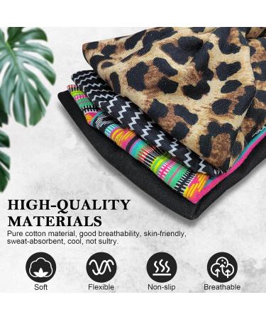 4 Pieces Women's Elastic Headbands - Wide Boho Hair Bands Soft Leopard Print & Black Stripes Hair Jewelry - Buy Online on GoSupps.com