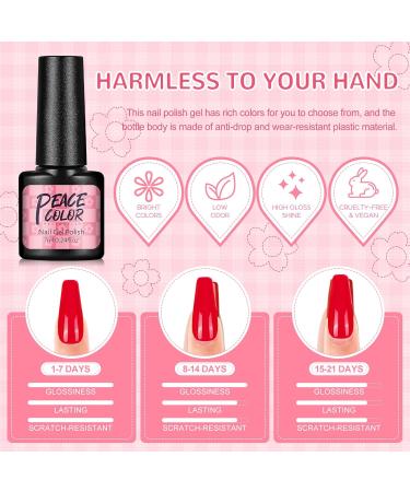 PEACECOLOR 7ML Nail Gel Polish Set 12Pcs with Top and Base Coat Matte Top Coat Pink Purple Glitter Gel Nail Kit U V/LED Lamp Needed Color Collection Gifts for Women DIY Nail Art XA-44 - Buy Online on GoSupps.com
