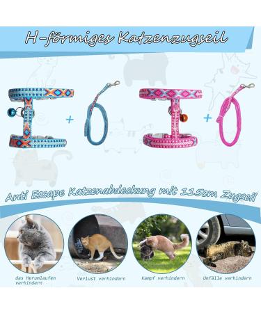 2PC Adjustable Cat Linen Set | Nylon Harness & Leash for Kittens | Pet Steering Crockery Dishes with Leash - Buy Online on GoSupps.com
