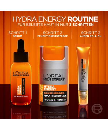 L'Or al Men Expert Vitamin C Serum - 10% Pure Vitamin C for Tired Skin Hydrating Facial Care for Radiant Look 30ml - Buy Online on GoSupps.com