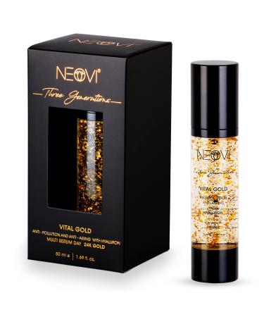 Neovi Vital Gold 50ml |Hyaluronic acid serum with 24k gold |Hyaluron anti -aging & anti fold |Vitamin A B C |Moisture cream |Derma test very well