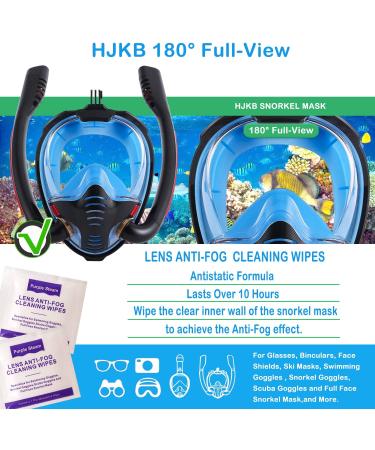 Full Face Snorkel Mask with Anti-Fog Wipes | 180 Panoramic HD View | Anti-Leak Dry Top Set for Snorkeling | Adults & Kids | Black & Blue | Large-X-Large - Buy Online on GoSupps.com