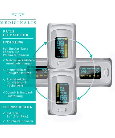 Medicinalis Pulse Oximeter - Accurate SpO2 & Pulse Measurement - OLED Display Battery Alert One-Touch Operation - International Shipping Available - Buy Online on GoSupps.com