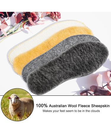 Buy LARGERED 2 Pairs Sheepskin Insoles - 17MM Thick Winter Warm Wool Inserts for Men & Women - Cozy Fluffy Fleece Replacement Soles - EU45/12US 14 - Cream & Grey - Buy Online on GoSupps.com
