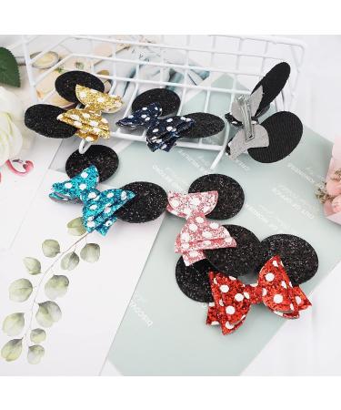 Qearl Glitter Mouse Ears Hair Clips - 6 Pieces, Alligator Clips, Hair Bows for Toddlers Girls - Theme Park Party Accessories - Buy Online on GoSupps.com