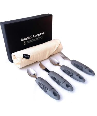 BunMo Adaptive Utensils for Elderly & Arthritis - 4 Piece Set with Travel Pouch - Buy Online on GoSupps.com