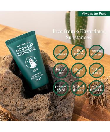 Mooncat Rich Moist Green Tea Sleeping Mask 50ml | Hydrating Hypoallergenic Korean Skincare for Sensitive Skin | Ceramide Moisturizer | Non-Sticky Texture - Buy Online on GoSupps.com