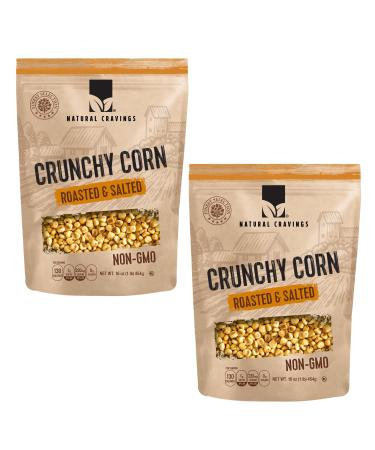 Crunchy Corn- Roasted and Salted -Natural Cravings - Original Toasted Corn Kernels in Resealable Bag -Crunchy Snack -16 oz… (Natural Cravings Corn Nuts) (2 Pack)