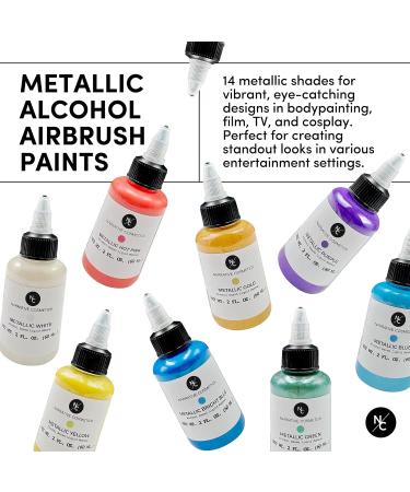 Metallic Alcohol Airbrush Paints - Skin Safe Quick Dry Waterproof Liquid Makeup for Bodypainting & FX - 2 fl oz Metallic Light Green - Buy Online on GoSupps.com