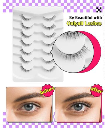 Natural Wispy 3/4 Eye Lashes | Gradient Volume Short False Eyelashes - 7 Pairs HL50 - Shop Internationally - Buy Online on GoSupps.com