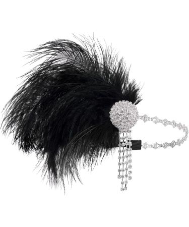 Sweetv 1920s Flapper Headband | Rhinestone Feather Great Gatsby Hair Accessory - Buy Online on GoSupps.com