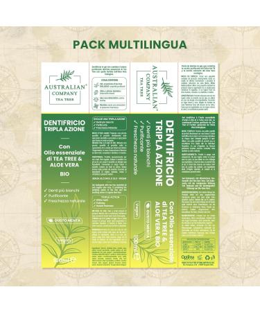 Triple action gel toothpaste with organic tea tree oil and aloe vera for daily oral hygiene. - Buy Online on GoSupps.com