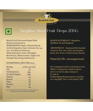 Simpkins Sugar Free Mixed Fruit Travel Sweets 175 g - Buy Online on GoSupps.com