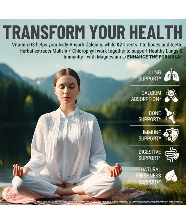 Mullein Gummies for Lung Support with Chlorophyll Magnesium, Vitamin D3 5000 IU & Vitamin K2 100 MCG - Mullein with Chlorophyll Gummies for Lung, Bone, & Immune Support Vegan, Non-GMO, Gluten-Free - Buy Online on GoSupps.com