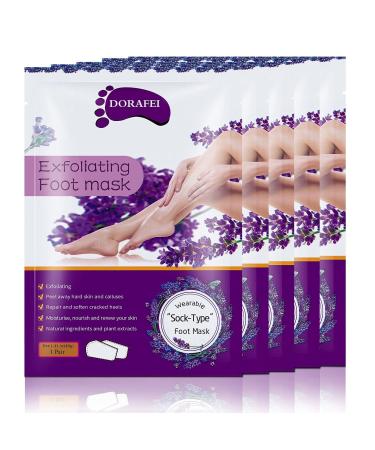 Foot Peel Mask(5 Pack)For Cracked Heels, Dead Skin and Calluses ,foot peel mask for dry cracked feet ,Removes Rough Heels, Dry Toe Skin Natural Treatment Lavender