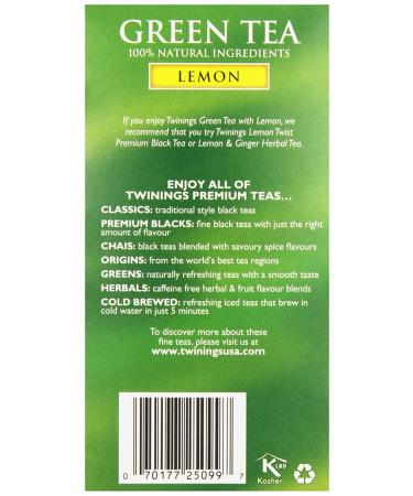 Twinings Lemon Green Tea - 20 Count | Refreshing Herbal Blend - Buy Online on GoSupps.com