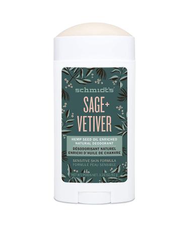 Schmidt's Natural Deodorant 3-Pack - Aluminum-Free, Hemp Seed Oil, Sage + Vetiver - 24 Hour Odor Protection, Vegan & Cruelty-Free - Buy Online on GoSupps.com