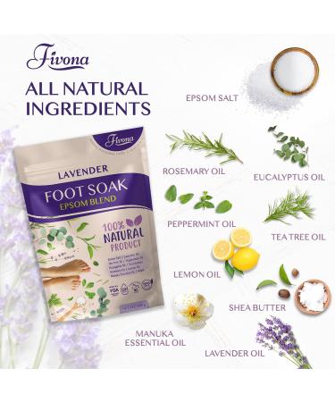 Fivona Lavender Foot Soak Blend - Calming Epsom Salt for Tired Feet Soothe Soreness & Rejuvenate Pedicure Spa at Home (14.1 oz - Buy Online on GoSupps.com