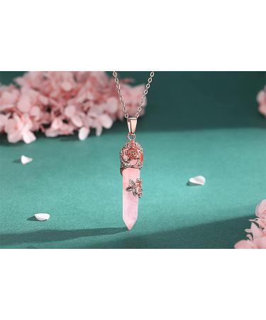 MAIBAOTA Rose Quartz Healing Crystal Point Necklace - Reiki Gemstone Jewelry for Women - Buy Online on GoSupps.com