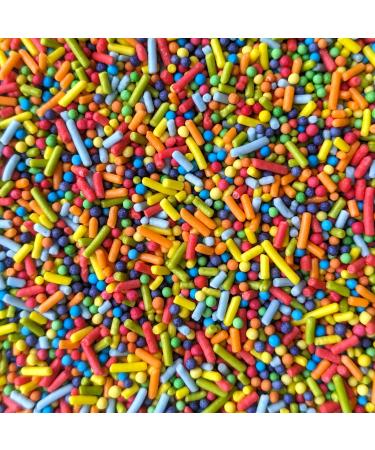 Party Sprinkles - 35g of Mixed Rainbow Cake Sprinkles Toppers Decorations 100s 1000s Mini Balls Nonpareils Strands Mix