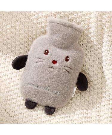 Heiqlay Hot Water Bag 1000ml 26x15cm Gray M-1 | Cosy Fluffy Soft Plush Design | Back, Legs, Waist Warm | Perfect Gift for Family or Girlfriend - Buy Online on GoSupps.com