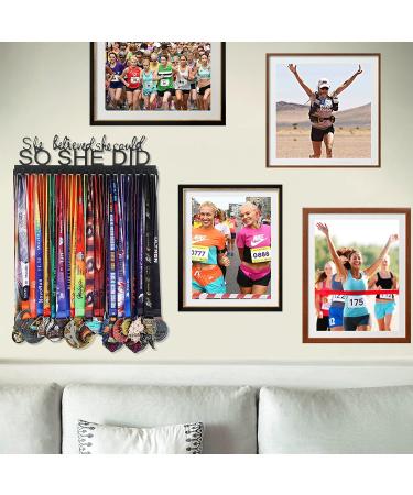 Goutoports Medal Holder Display Hanger Rack Frame for Sport Race Runner-She Believed She Could -Sturdy Black Steel Metal Over 60 Medals Easy to Install - Buy Online on GoSupps.com