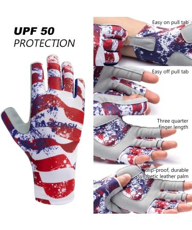 BASSDASH ALTIMATE Fingerless Fishing Gloves UPF 50+ Sun Protection Americana Large - Buy Online on GoSupps.com
