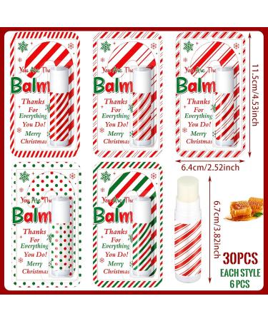 Sacubee 30 Pack Christmas Lip Balms Bulk Xmas Lip Balm Honey Flavored 5 Styles Holiday Party Treat Goodie Bags Stuffers Small Gifts for Women Men - Buy Online on GoSupps.com