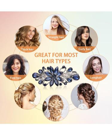 WLLHYF Luxury Flower Jewelry Design Hairpin Rhinestone Flower Hair Clips Hair Barrette for Women and Girls French Style Hairclips Hair Accessories(Blue) - Buy Online on GoSupps.com