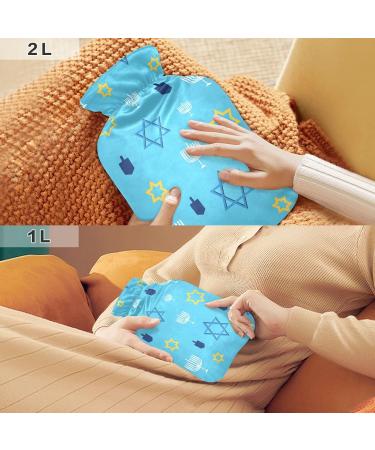 Chanukkah Blue Hot Water Bottle with Cover | 2L Heating Bottle for Pain Relief & Warmth | Perfect for Arthritis & Colds - International Shipping Available - Buy Online on GoSupps.com