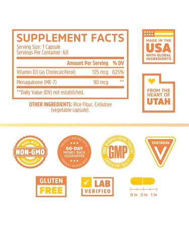 Zhou Nutrition K2 + D3 2-in-1 Support - 60 Veggie Capsules for Bone & Immune Health - Buy Online on GoSupps.com