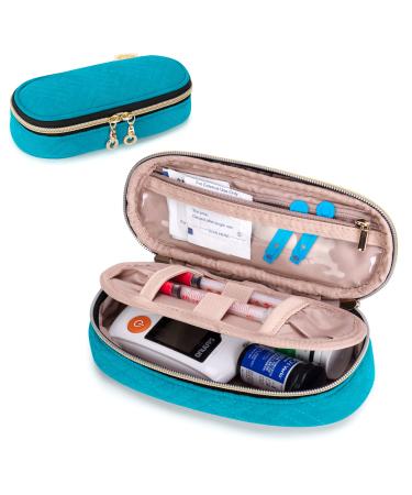 YARWO Diabetic Travel Case for Diabetes Test Strips Blood Glucose Monitor Insulin Syringes Portable Diabetes Supplies Storage Bag for Diabetic Care Kits Ideal Mothers Days Gifts Teal (Bag Only)