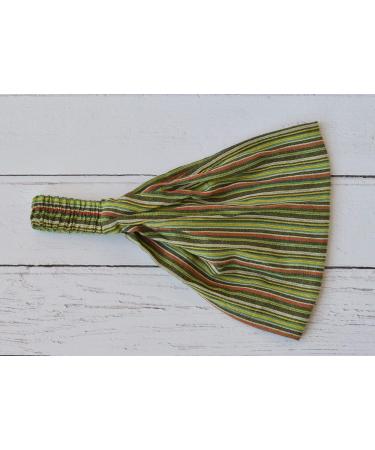 Antonia York Bandanas for Women Striped Cotton Nepalese Hair Band Elasticated Back Headband Green Cotton - Buy Online on GoSupps.com