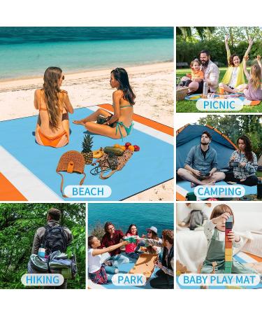 Beach Blanket 79''x 87'' Blue - Sandproof Waterproof Mat for 1-7 Adults | Portable Outdoor Picnic Blanket for Camping, Travel, Hiking - Buy Online on GoSupps.com