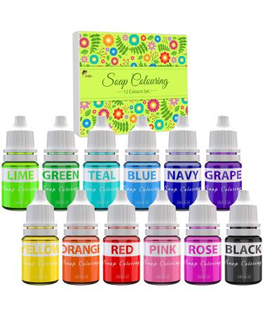 Soap color set 12 colors - liquid soap colors colored for DIY soap production - focuses on food quality bomb bomb color pigment for bombs kit bath bomb handicrafts