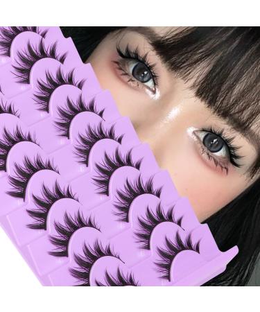 Anime Eyelashes Little Devil Spiky Manga Lashes 9 Pairs Thick Wispy Asian Japanese Style Makeup Lashes Cat Eye Doll Fake Eyelashes Strip by Mavphnee