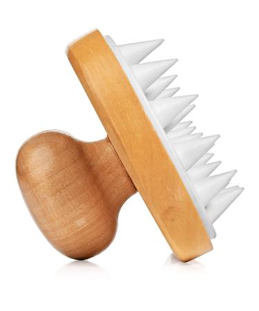 GranNaturals Wooden Shampoo Scrubber Brush - Shower Scalp Massager for Men & Women - Exfoliating Head Massager with Silicone Bristles for Healthy Scalp and Dandruff Removal - Buy Online on GoSupps.com