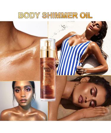 Shimmer Body Oil Body Luminizer Liquid Highlighter Bronzing Drops Smooth Liquid Spray Summer Body Illuminator Liquid Bronzer Body Shimmer Oil Body Glow Highlighter Liquid Body Highlighter Face Glow - Buy Online on GoSupps.com