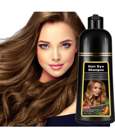 Chestnut Brown Hair Dye Shampoo for Women & Men Chestnut Brown Hair Color Shampoo - Herbal Ingredients 100% Gray Coverage 500ML/16.9Fl Oz