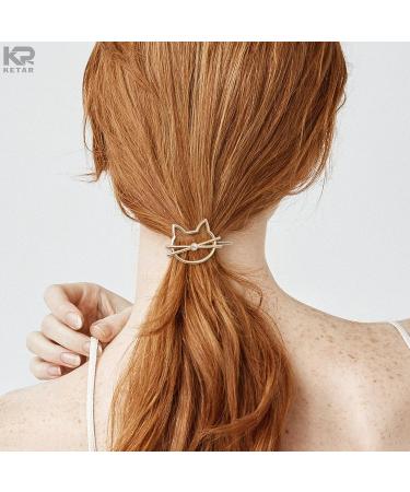 Kitty Cat Hair Barrettes for Girls - Set of 3 Novelty Hair Clips - Women's Hair Accessory for Parties and Valentine's Day - Buy Online on GoSupps.com