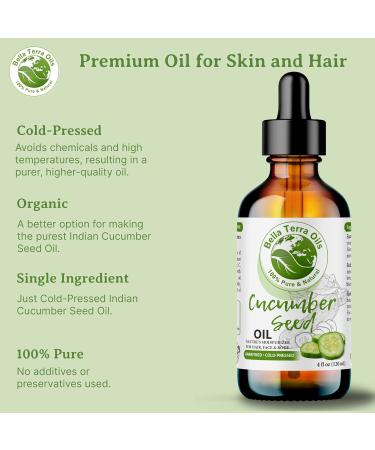 Bella Terra Oils - Cucumber Seed Oil 8 oz - Harness the Potent Nutritional Profile of Cucumber Loaded with Vitamin K & Biotin Luminous Skin Beckons 8 Fl Oz (Pack of 1) - Buy Online on GoSupps.com