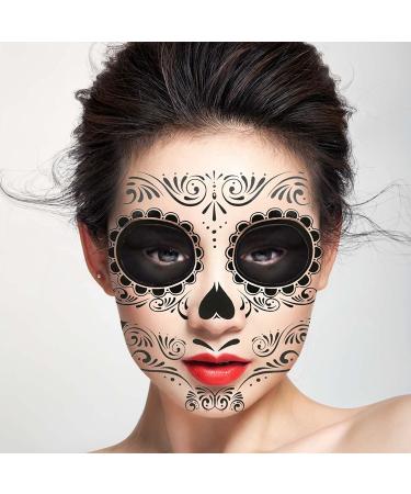 COKOHAPPY Halloween Face Tattoos Makeup Kit - 13 Pack of Day of the Dead Sugar Skull & Floral Skeleton Designs for Families - Buy Online on GoSupps.com