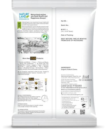 Nature Land Organic Kabuli Chickpeas Kulbi Chann 1 kg - Buy Online on GoSupps.com