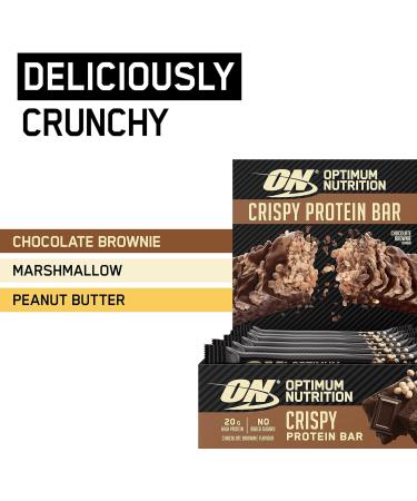 Optimum Nutrition Crispy Protein Bars - Chocolate Brownie Flavour (10 x 65g) | No Added Sugars | Workout Snack for Men and Women - Buy Online on GoSupps.com