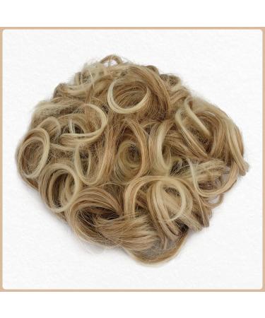 Sofeiyan Messy Bun Hair Piece Wavy Curly Extensions - Dark Blonde/Bleach Blonde - Buy Online on GoSupps.com