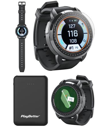 Bushnell iON Elite (Black) Golf GPS Watch - Color Touchscreen Smartwatch with 12+ Hours Battery Life, 38K Courses & Slope Distances - Bundle with iON Elite Screen Protectors & Charger